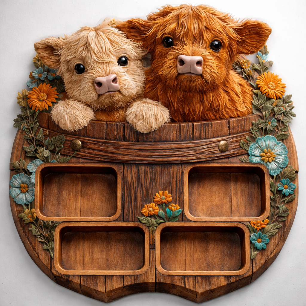 3D STL File – Baby Cows Charcuterie Board (CNC Ready)