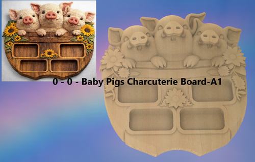 3D STL File – Baby Pigs Charcuterie Board (CNC Ready)