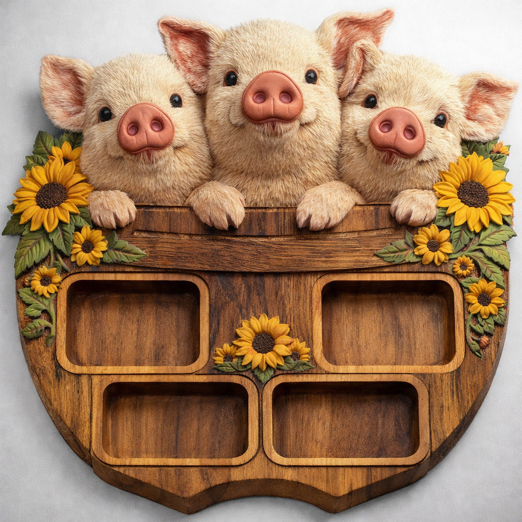 3D STL File – Baby Pigs Charcuterie Board (CNC Ready)