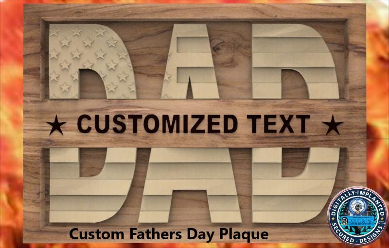 Father's Day Customizable Design Plaque – 3D STL CNC File 2 Stl Files