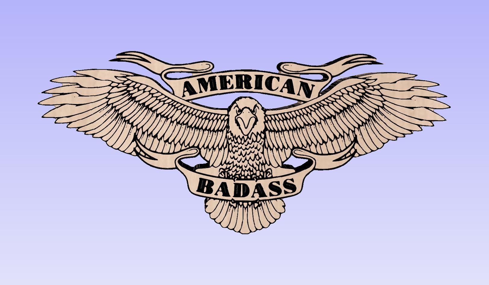 3d Stl Model, and SVG, CNC Model  Eagle, American Badass, D-n-J-0463-Badass Eagle-A1