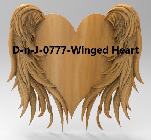 3D STL CNC Model – Winged Heart | D-n-J-0777