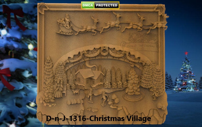Christmas Village Scene – 3D STL CNC Digital File