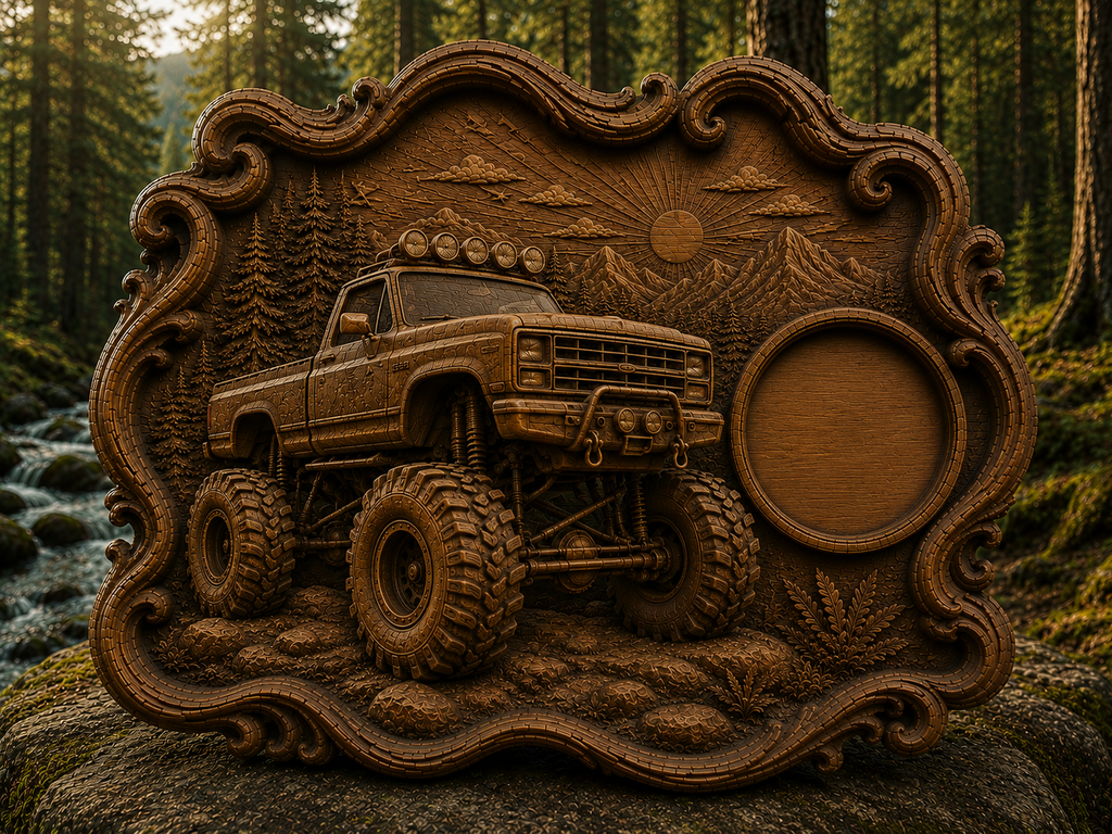 4-Wheel Truck Clock 3D STL File – CNC & 3D Print Ready