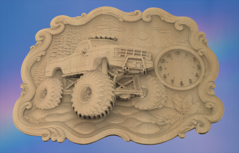 4-Wheel Truck Clock 3D STL File – CNC & 3D Print Ready