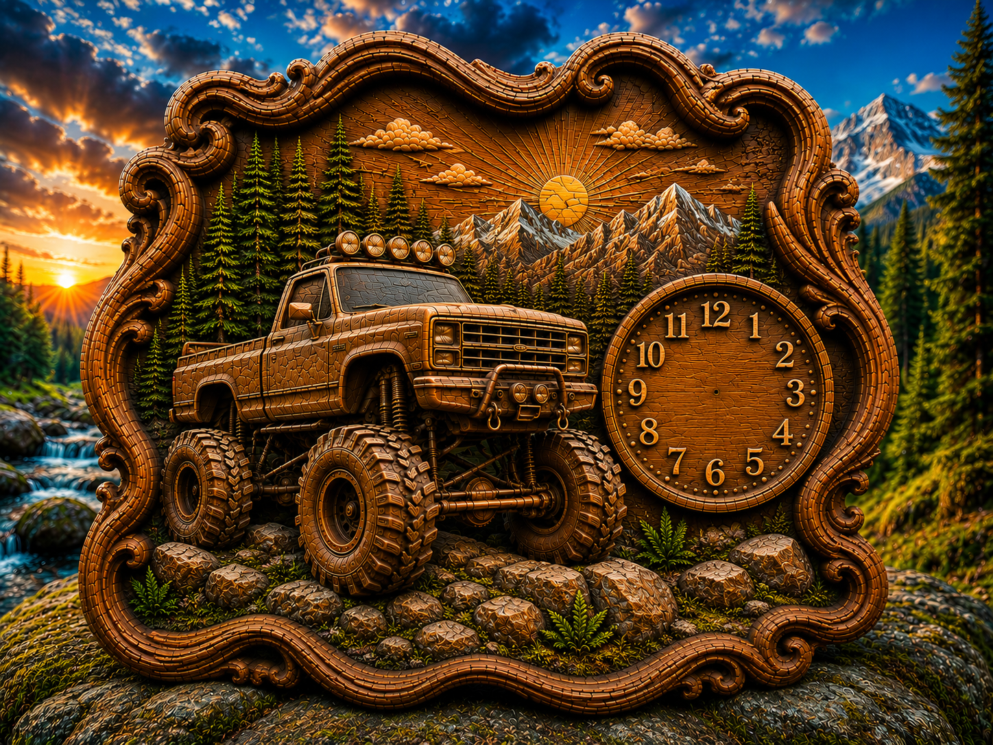 4-Wheel Truck Clock 3D STL File – CNC & 3D Print Ready