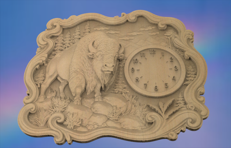 American Bison Clock 3D STL File – CNC & 3D Print Ready