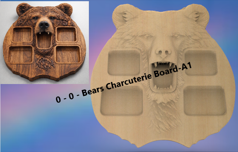 Bears Charcuterie Board 3D STL File – CNC Ready