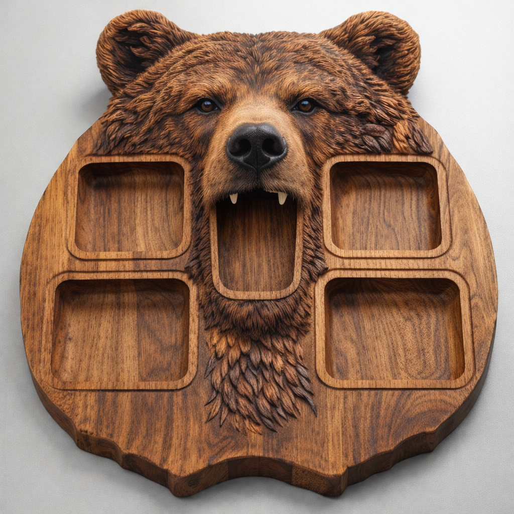 Bears Charcuterie Board 3D STL File – CNC Ready