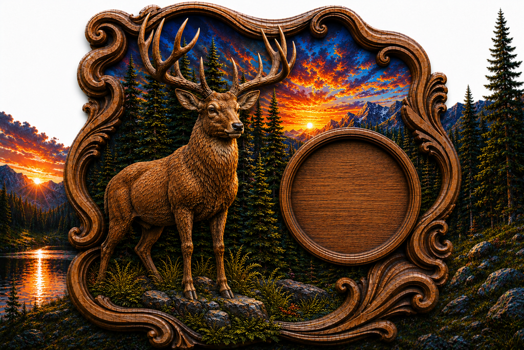 Bull Elk Clock 3D STL File – CNC & 3D Print Ready