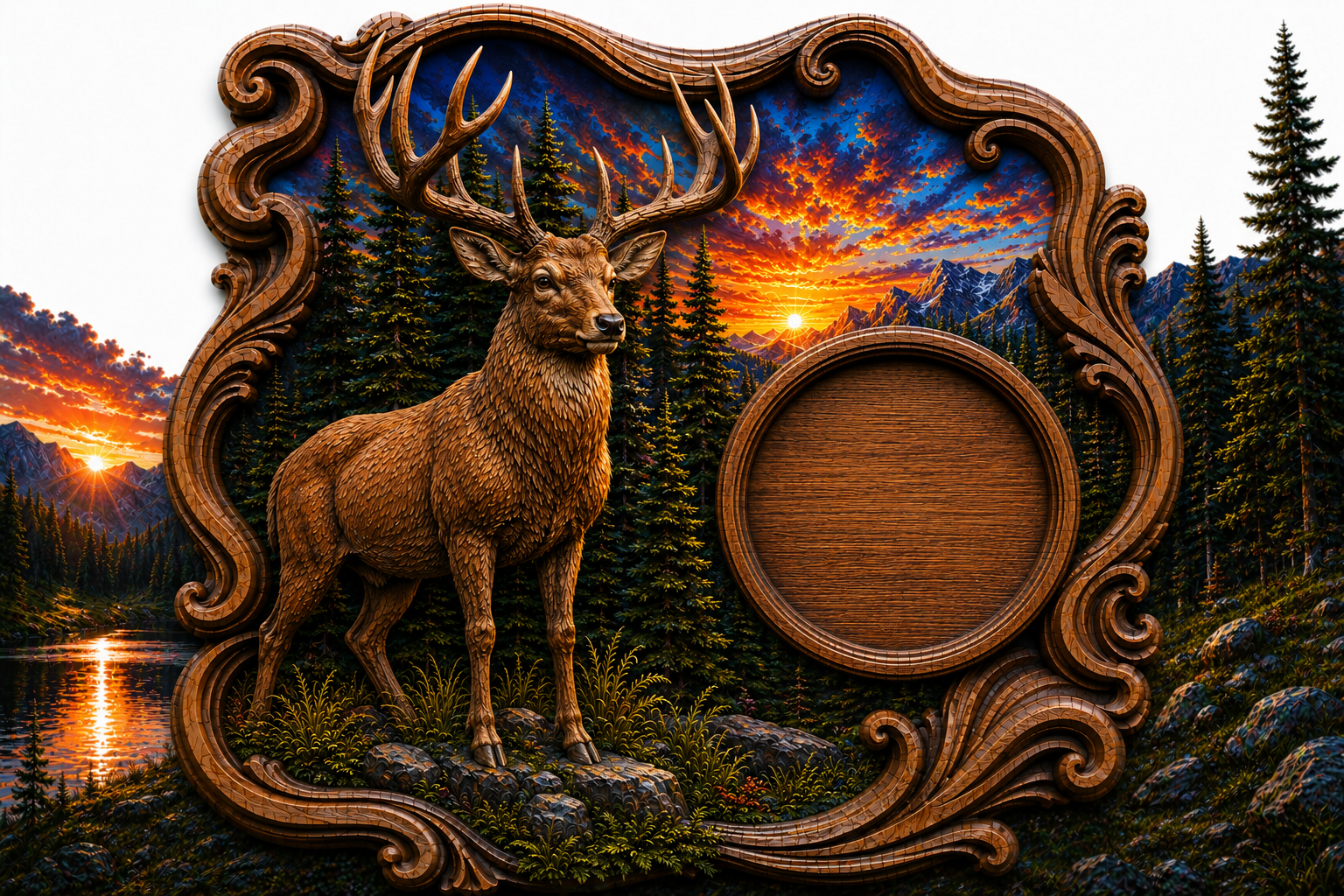 Bull Elk Clock 3D STL File – CNC & 3D Print Ready