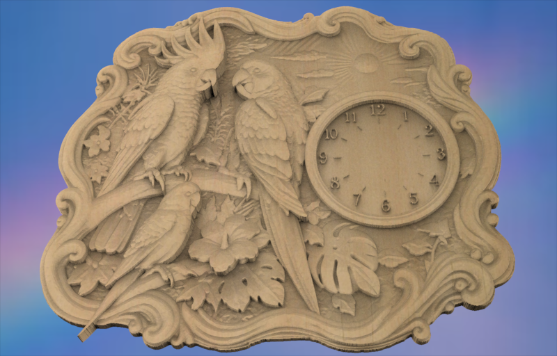 Birds of Paradise Clock 3D STL File – CNC & 3D Print Ready