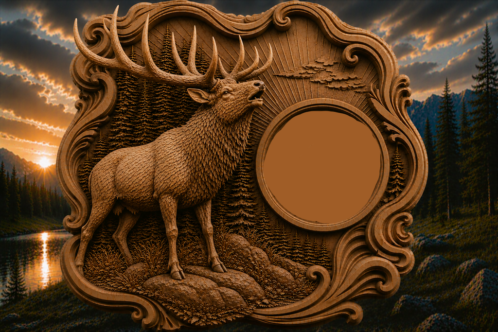 Bull Elk Clock 3D STL File – CNC & 3D Print Ready
