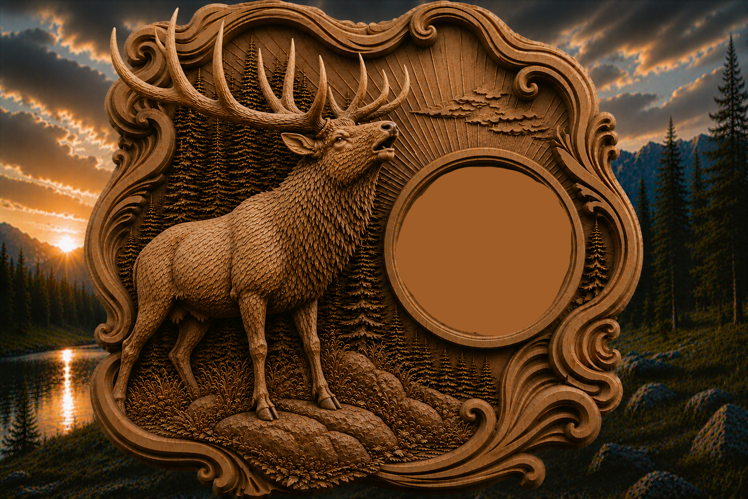Bull Elk Clock 3D STL File – CNC & 3D Print Ready