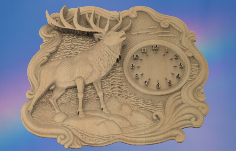 Bull Elk Clock 3D STL File – CNC & 3D Print Ready