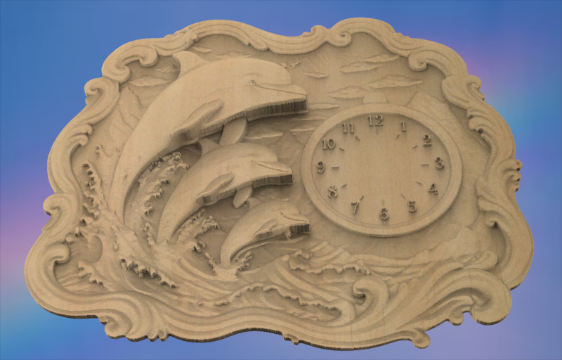Dolphins Clock 3D STL File – CNC & 3D Print Ready