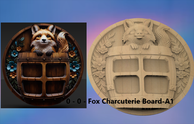 Fox Charcuterie Board 3D STL File – CNC Ready