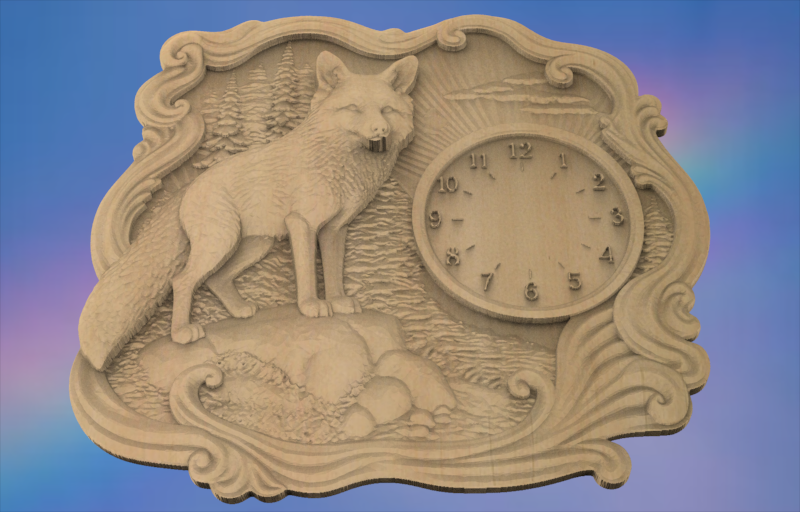 Fox Clock 3D STL File – CNC & 3D Print Ready