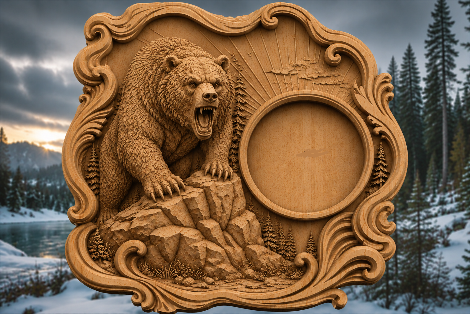 Grizzly Bear Clock 3D STL File – CNC & 3D Print Ready