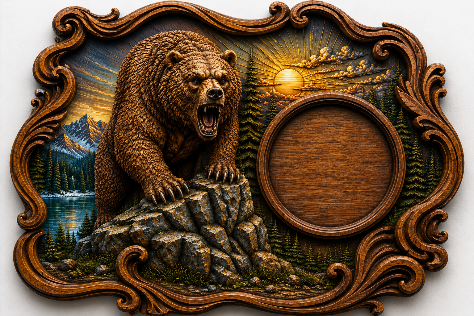 Grizzly Bear Clock 3D STL File – CNC & 3D Print Ready