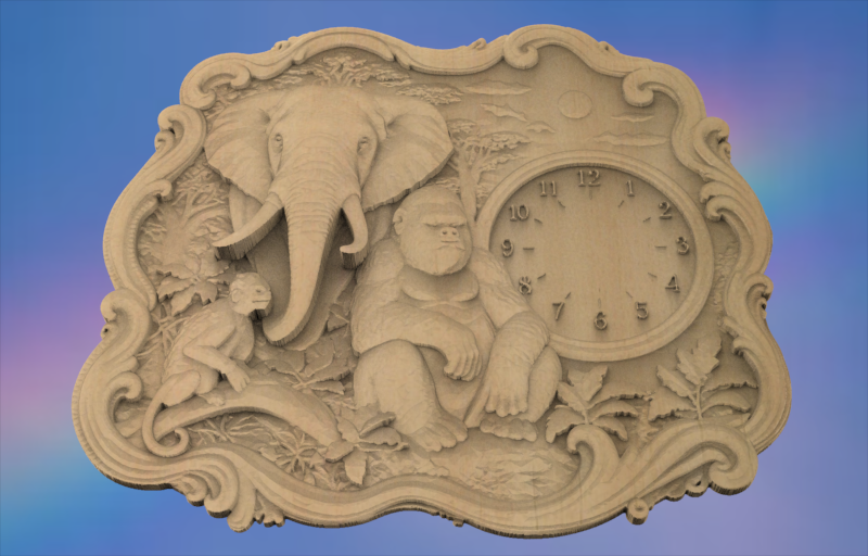 Guardians of the Jungle Clock 3D STL File – CNC & 3D Print Ready