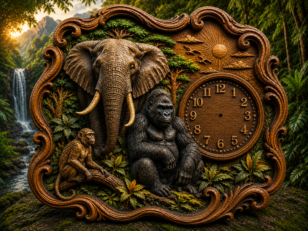 Guardians of the Jungle Clock 3D STL File – CNC & 3D Print Ready