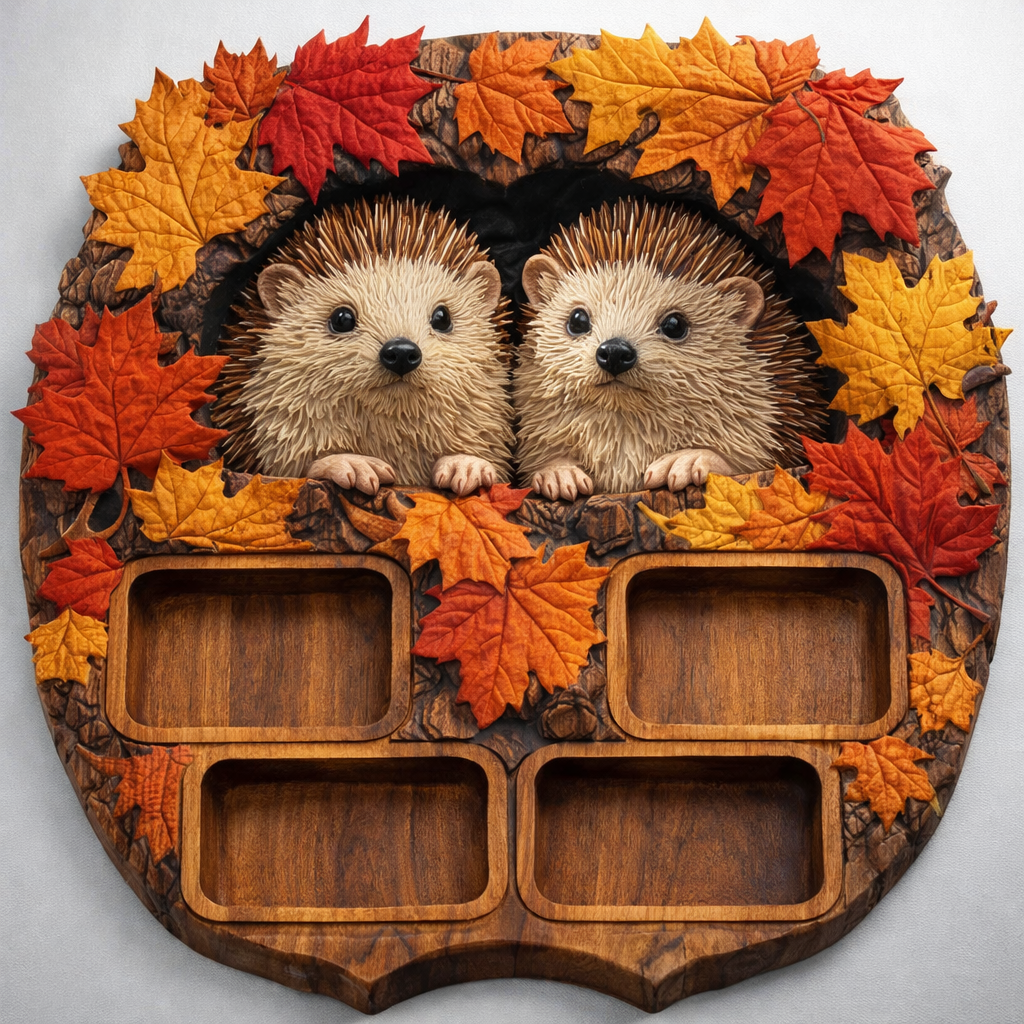Hedgehogs Charcuterie Board 3D STL File – CNC Ready (Design A1)