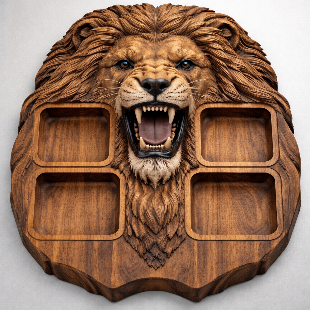 Lions Charcuterie Board 3D STL File – CNC Ready (Design A1)