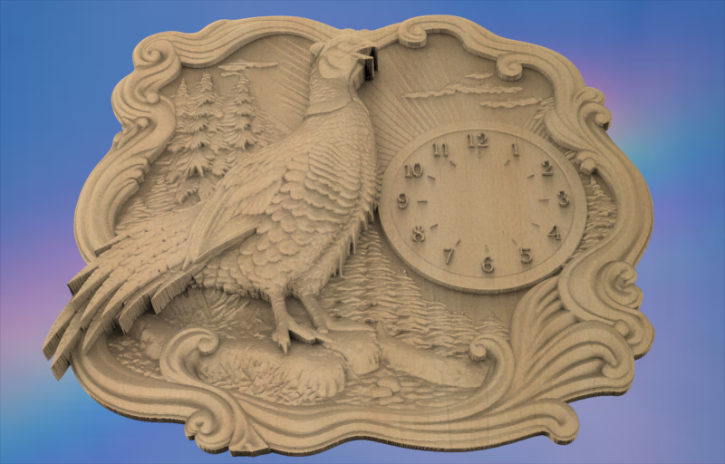 Pheasant Clock 3D STL File – CNC & 3D Print Ready