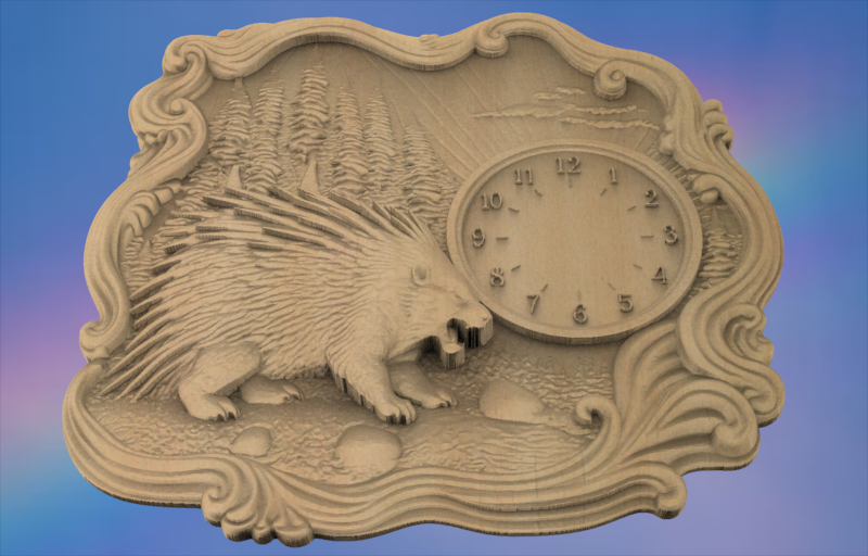 Porcupine Clock 3D STL File – CNC & 3D Print Ready