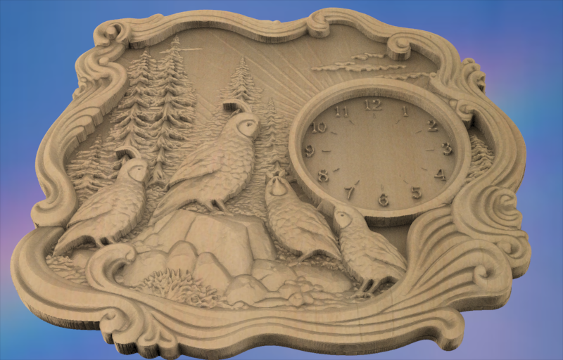 Quail Clock 3D STL File – CNC & 3D Print Ready