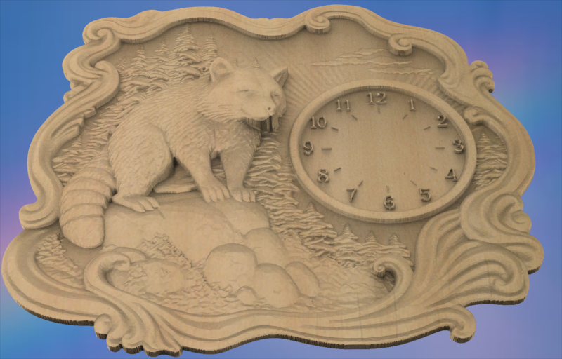 Raccoon Clock 3D STL File – CNC & 3D Print Ready