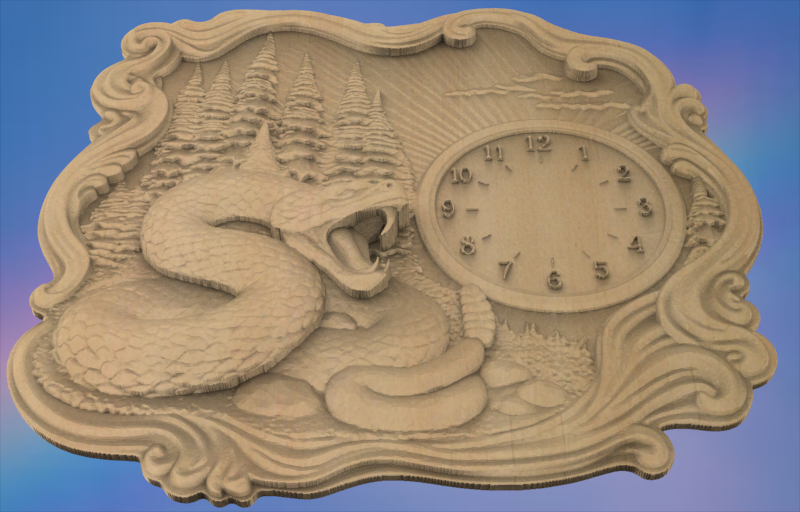 Rattlesnake Clock 3D STL File – CNC & 3D Print Ready