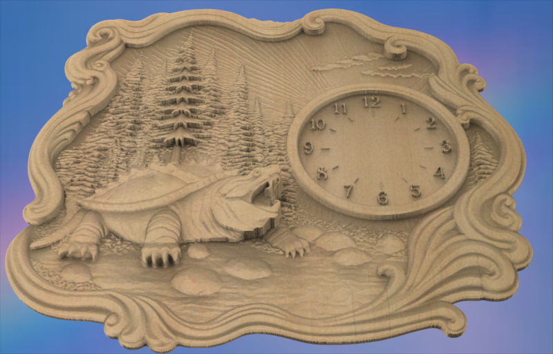 Snapping Turtle Clock 3D STL File – CNC & 3D Print Ready