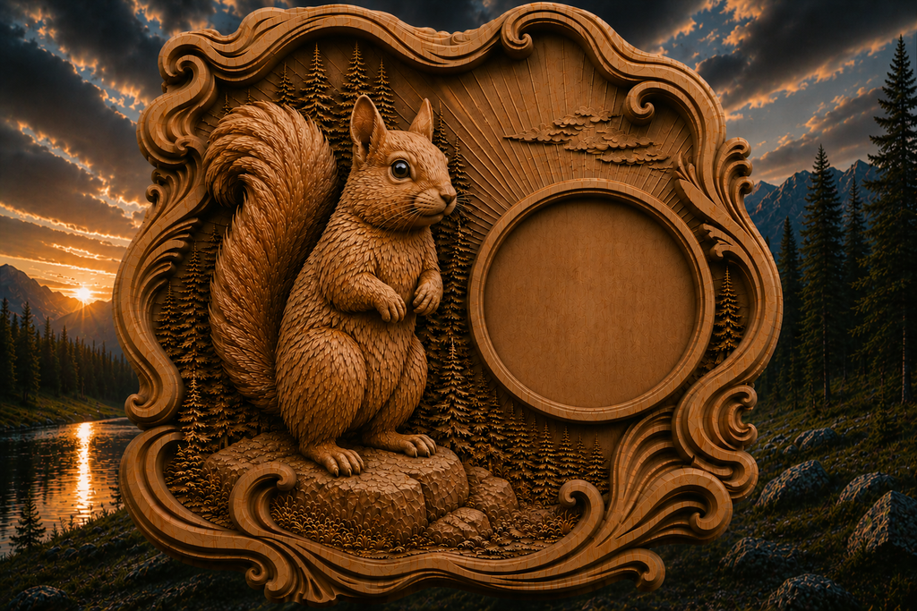 Squirrel Clock 3D STL File – CNC & 3D Print Ready