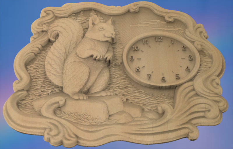 Squirrel Clock 3D STL File – CNC & 3D Print Ready