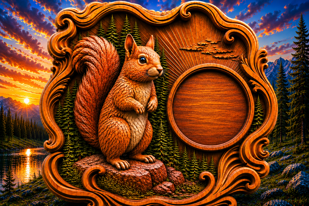 Squirrel Clock 3D STL File – CNC & 3D Print Ready
