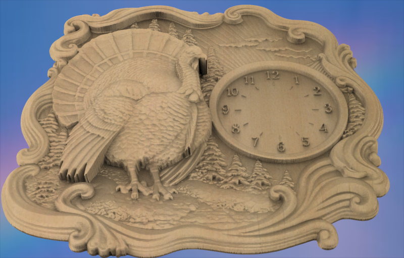 Turkey Clock 3D STL File – CNC & 3D Print Ready