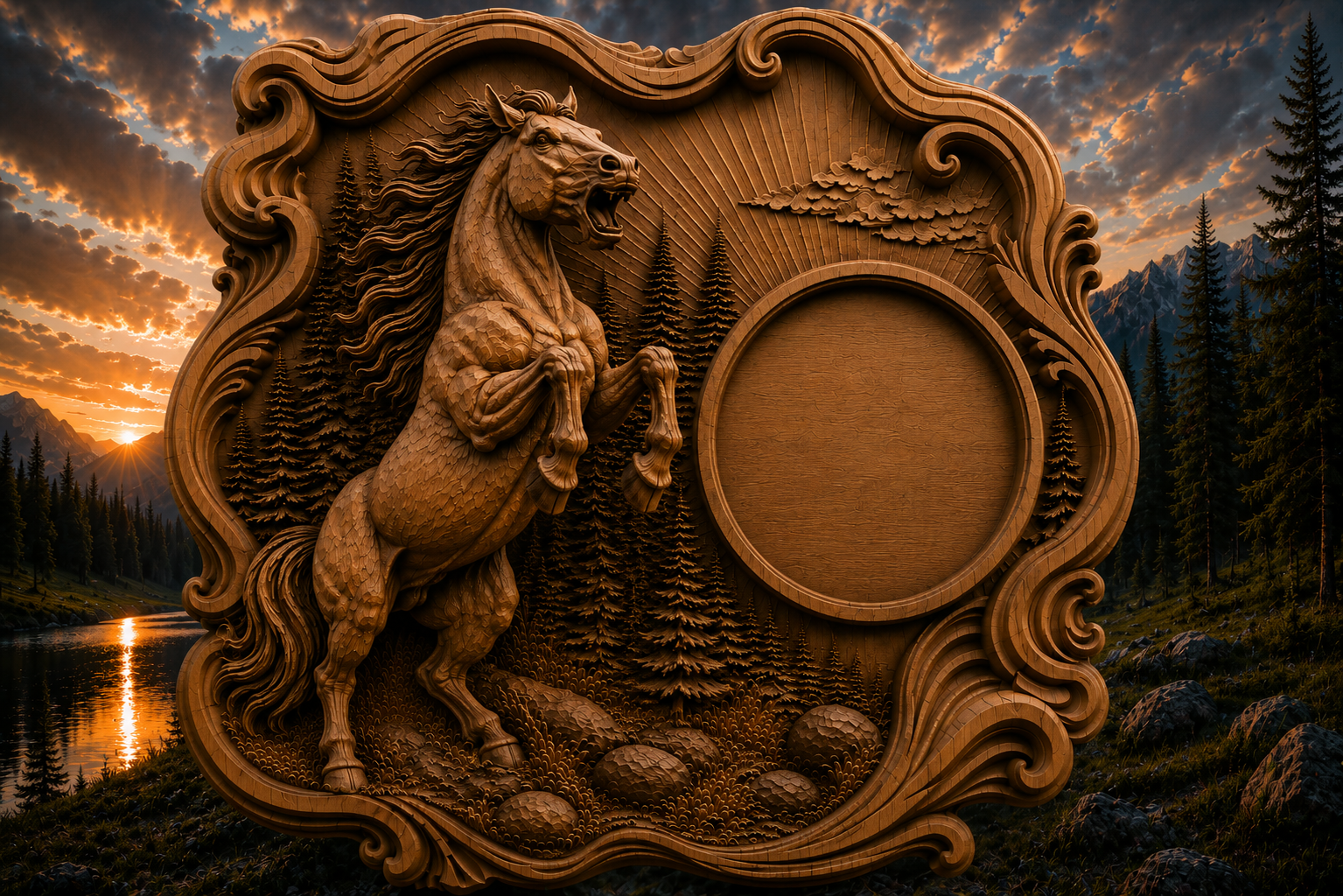 Wild Stallion Clock 3D STL File – CNC & 3D Print Ready