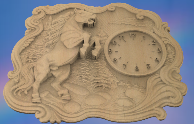 Wild Stallion Clock 3D STL File – CNC & 3D Print Ready