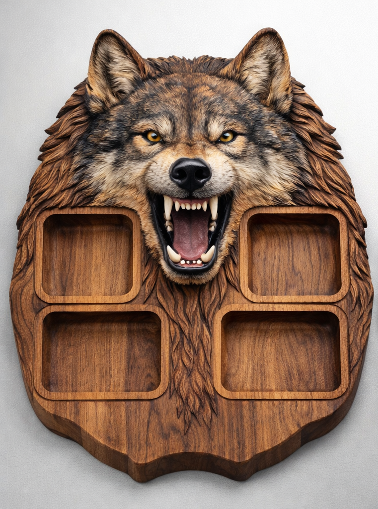 Wolf Charcuterie Board 3D STL File – CNC Ready