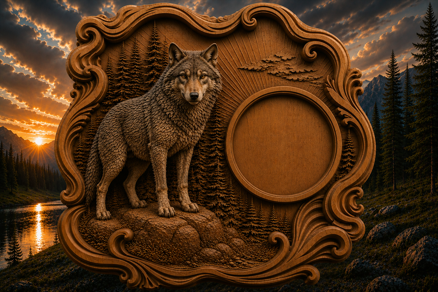 Wolf Clock 3D STL File – CNC & 3D Print Ready