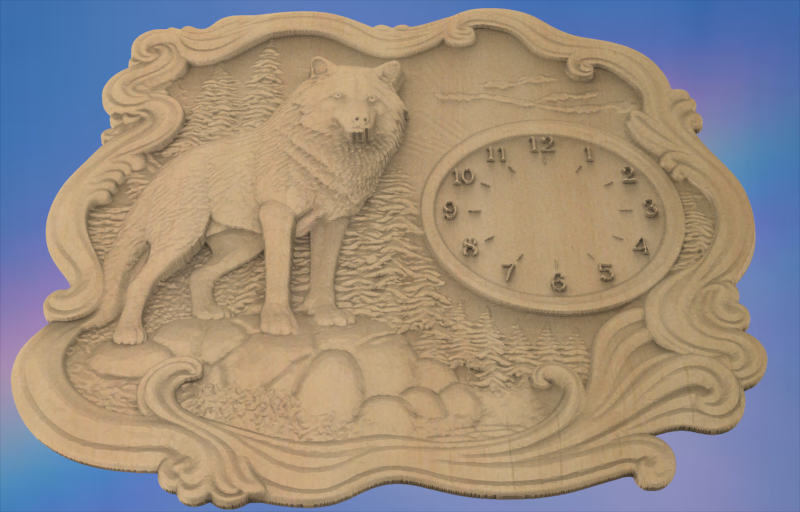 Wolf Clock 3D STL File – CNC & 3D Print Ready