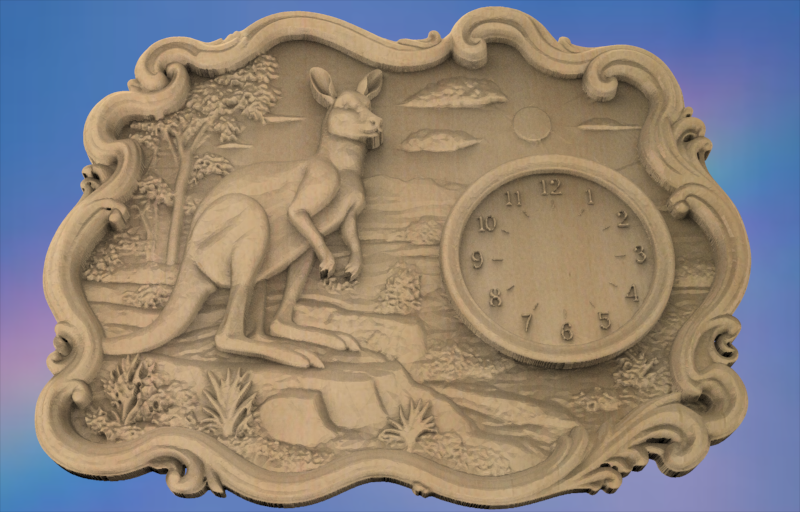 Kangaroo Clock 3D STL File – CNC & 3D Print Ready