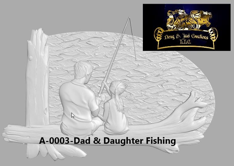 Father & Daughter Fishing – 3D STL CNC Digital File