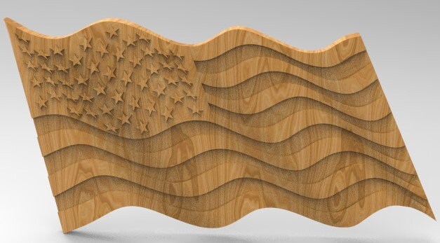 3d Stl Models, Stl, CNC Model, US Flag, USA Wavy Flag, D-n-J-0037