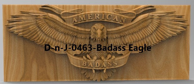 3d Stl Model, and SVG, CNC Model  Eagle, American Badass, D-n-J-0463-Badass Eagle-A1
