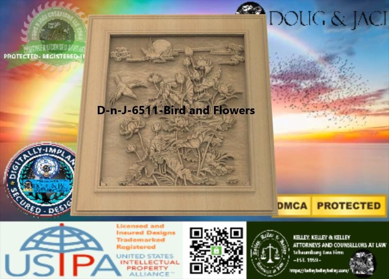 3d, Stl Model, Birds in Flowers, D-n-J-6511-Bird and Flowers