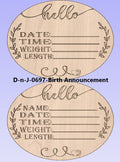 2d Dxf Svg,  CNC Model, Baby Announcements Plaque, New Born Baby, D-n-J-0697-Birth Announcement