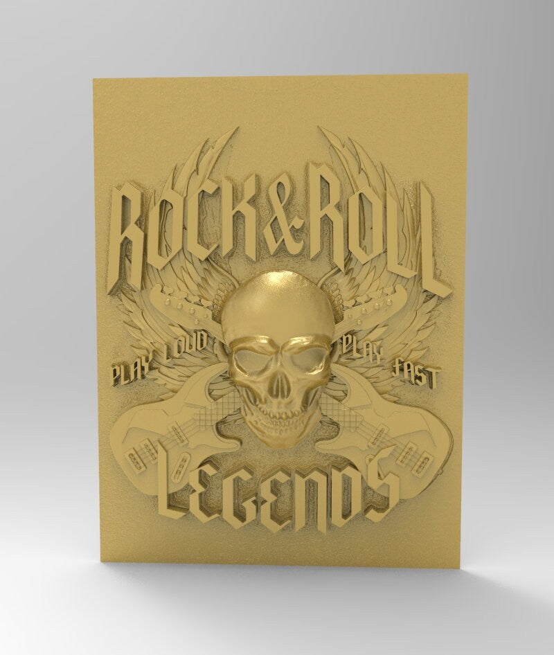 3d Stl Models, Stl, CNC Model, Rock & Roll Design, Skull, Guitar, D-n-J-0010